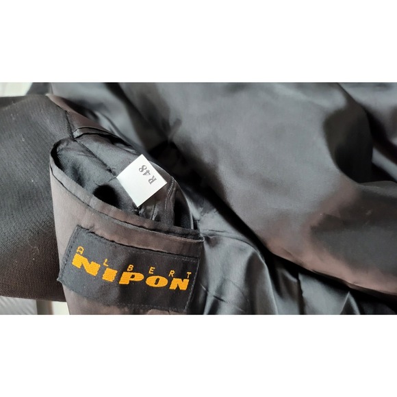 Albert Nipon Mens Black Double Breasted Wool Blazer Jacket Golden Twist - Picture 12 of 16